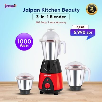 Jaipan Kitchen Beauty 3-in-1 Blender, ABS Body, 2yr Warranty, 1 HP Motor, 1000W Grinder