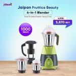 Jaipan Fruttica Beauty 4-in-1 Blender, Food Graded Gasket, ABS Body, 1 HP Motor, 1000w Jaipan Heavy Duty Blender