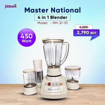 Master National Blender 4 in 1 (450w) | 100% Copper Motor, BPA free Plastic Jars, Best Family Mixer & Grinder