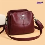 3 Layers Luxury Messenger Crossbody Bags ( Maroon color ) - Image 2