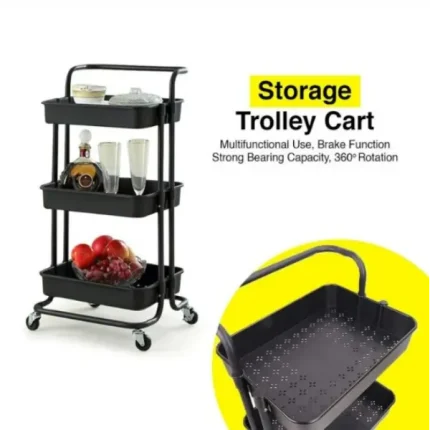 3 Layer Kitchen Cabinet Rack | Portable Kitchen Trolley Rack, Moveable Kitchen Storage Rak
