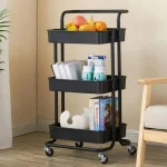 3 Layer Kitchen Cabinet Rack | Portable Kitchen Trolley Rack, Moveable Kitchen Storage Rak - Image 4